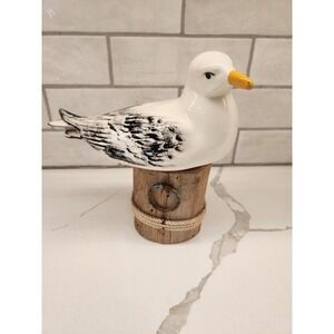 Hand Crafted Ceramic‎ White Seagull Bird on Wood Pier Post Vans Crafts Numbered